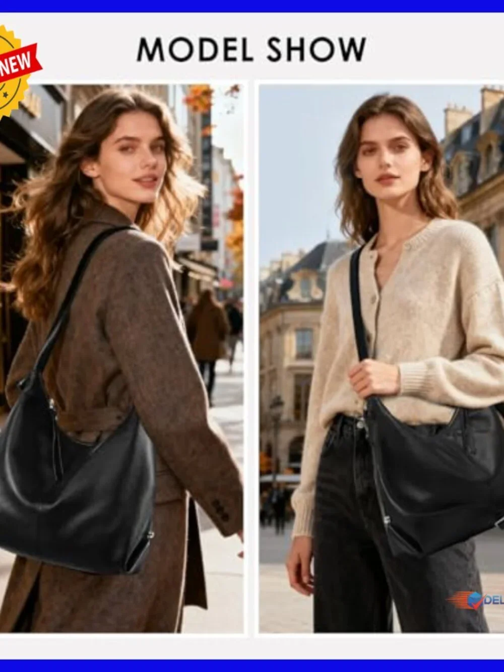 Large Genuine Leather Hobo Tote with Removable Strap, Spacious Shoulder Bag